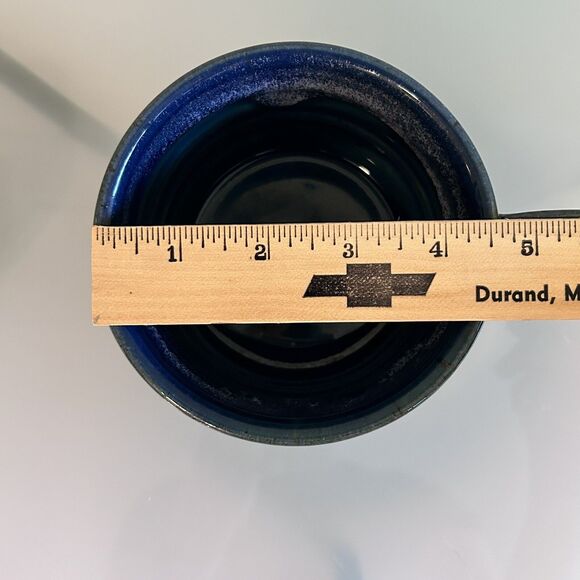 Dirtworks Pottery Mug Coffee or Soup Wide Blue Signed Nelda Seagrove NC - Picture 7 of 7